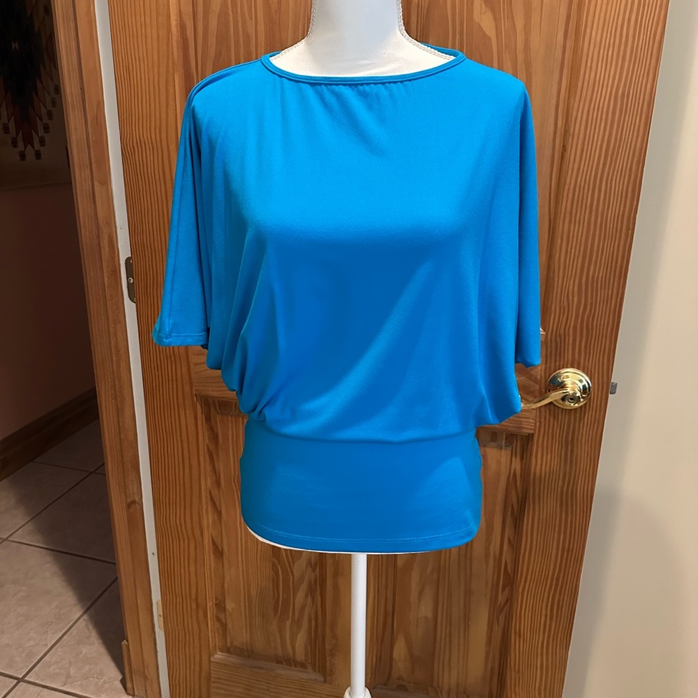 Susana Monaco Bright Turquoise Batwing Top